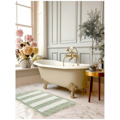 Blanc Mariclò Tappeto a righe in cotone con gala "Righe D'Aria" 50x110 cm 3 varianti(1 unità) - Angelica Home Stabia