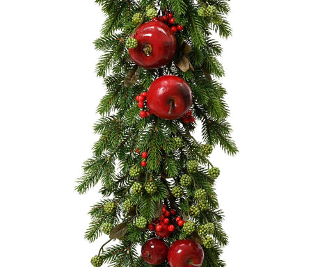Guirlande de Noël Decoris avec pommes et baies pour l'intérieur D9xL180 cm