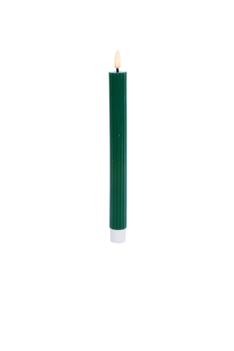 Nuvole di Stoffa Set 2 Candele con luce Led verde scuro D2,2 H22 cm