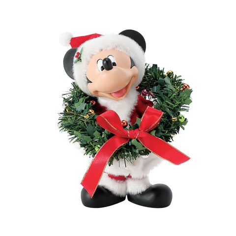 Department 56 Disney Statuina di natale Topolino con ghirlanda 11.5x11.5xH17 cm