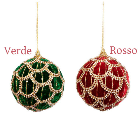 GOODWILL Velvet Christmas bauble with jewels D10 cm 2 variants (1pc)