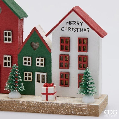 EDG paesaggio casette decoro con LED in legno 19,5x4,5xH12 cm