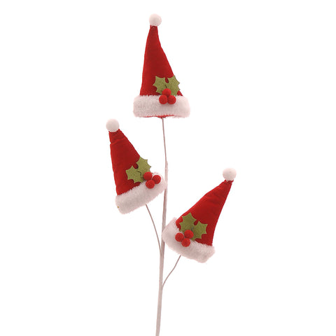 Branche de Noël décorative Vetur avec chapeaux H75cm
