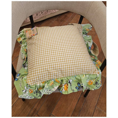 L'Atelier 17 Cuscino sedia a quadretti con gala "Dolly" 40x40 cm 4 varianti(1 unità)