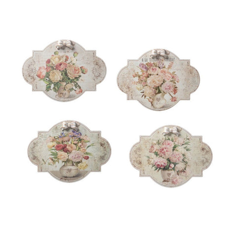 The art of Nacchi MDF picture with flowers and Shabby bow 4 variants (1pc)