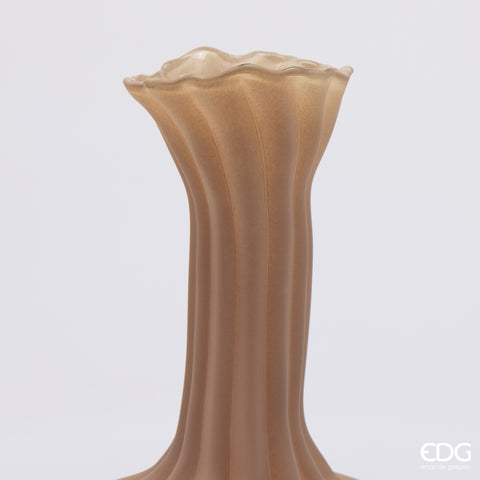 Edg Enzo de Gasperi Vaso Flow Sinuoso in vetro opaco marrone D17xH31 cm - Angelica Home Stabia