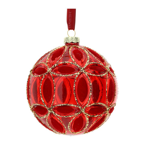 Hervit Boule de Noël en verre rouge D12 cm