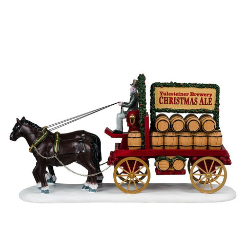 LEMAX Personaggio Carovana con birra "Christmas Ale Delivery" in resina H14 x 25.5 x 8.5 cm