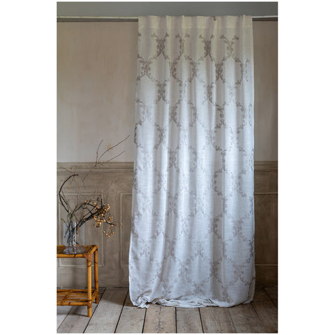 Blanc Mariclò Lot de deux rideaux beiges avec broderie damassée, Shabby Chic 140x290 cm