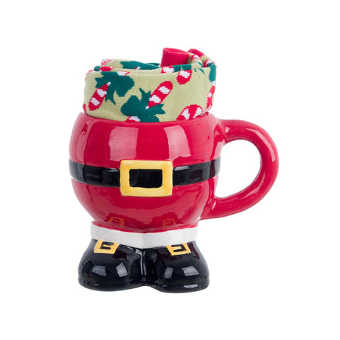 Mug + chaussette de Noël Blanc Mariclò 14,5xH11 cm 2 variantes (1 unité)