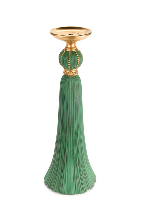 Nuvole di Stoffa Candelabro natalizio portacandela in resina verde e oro H80 cm