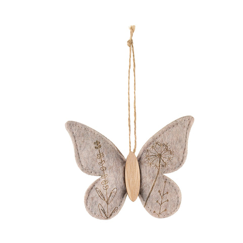 Décoration papillon nuageux en bois et feutre 11x9 cm 2 variantes (1 unité)