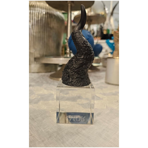 Chiaraela Decoro Corno fiori medio su cubo in vetro 4x4xH17 cm