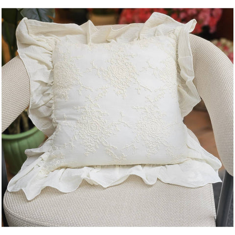 Chez Moi Housse de coussin en dentelle et volant Made in Italy "Etoile Corinzio" 40x40 cm 2 variantes (1pc)