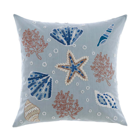 Blanc Mariclò Cuscino arredo ricamato in cotone "Vista Mare" 45x45 cm