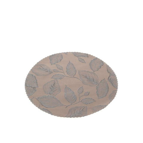 Hervit Lot de 2 sets de table Jacquard Feuillage, Rose/Argent, D38 cm