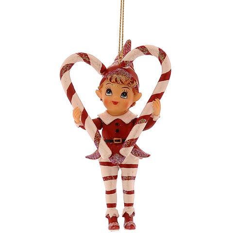 Elfe de Noël Vetur avec canne à sucre H11 cm 2 variantes (1 unité)