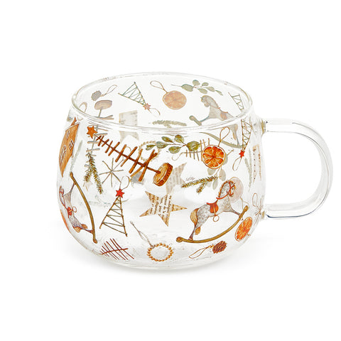 Nuvole di Stoffa Set de 2 mugs de Noël en verre borosilicaté "Ricordi" 300 ml