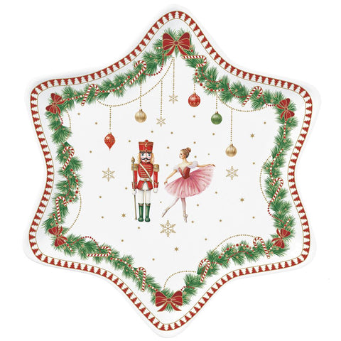 Easy Life Assiette de Noël étoile en porcelaine D22,5 cm