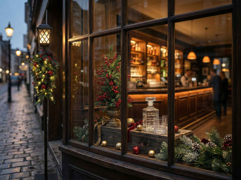 Hervit Lampione natalizio vittoriano con decoro pino e 70 luci LED H180 cm