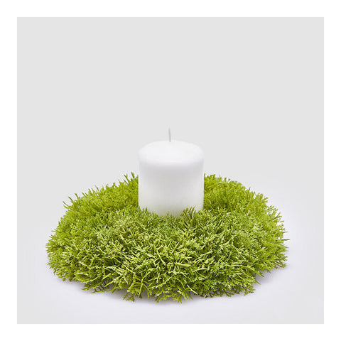 EDG Enzo De Gasperi Corona Green artificial moss candle holder D18xH5 cm