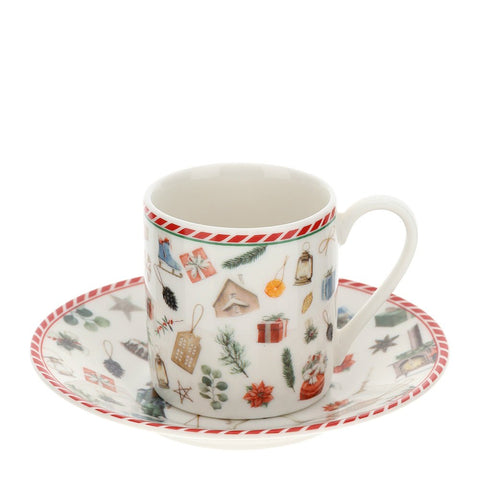 BOX 2 TAZZINE CAFFE' PORC.X'MAS 8X6CM