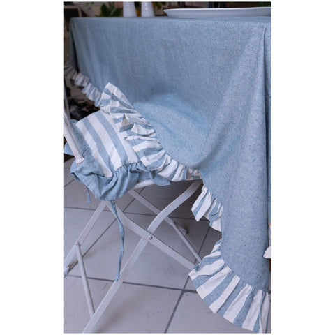 L'Atelier 17 Cotton tablecloth with "Pic Nic" striped flounce, Shabby Chic 150x270 cm 5 variants (1 pc)