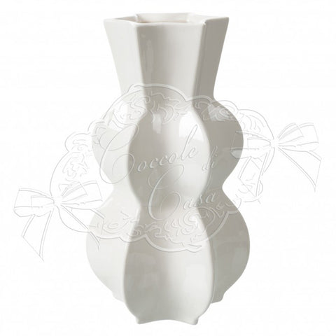Coccole di Casa Vaso portafiori in ceramica bianca "Exagonal" 15.4x13.5xH26.5 cm