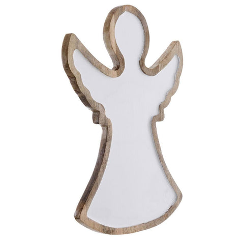 Blanc Mariclò Plateau ange de Noël en bois 33x42x2,5 cm