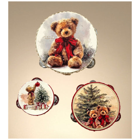 Madame Fioccò Set 3 Tamburelli di Natale Orsetto Teddy D10/13/18 cm