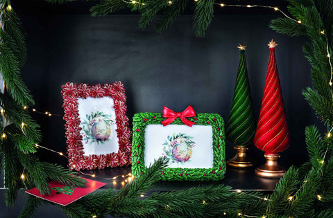 Henriette Portafoto Agrifoglio di natale con fiocco 15x16,5cm(15x10cm)