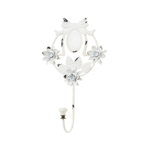 Cloth Clouds Wall hanger for bathroom in antiqued white metal 15.5x7x27 cm