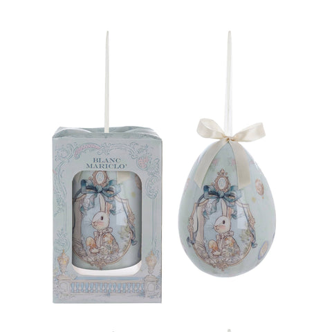 Blanc Mariclò Decoro uovo di pasqua da appendere con coniglio "Rococo" D14.3xH20 cm 4 varianti(1 unità) - Angelica Home Stabia