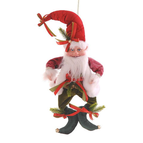 Décoration de sapin de Noël Vetur, lutin articulé en tissu, H 40 cm
