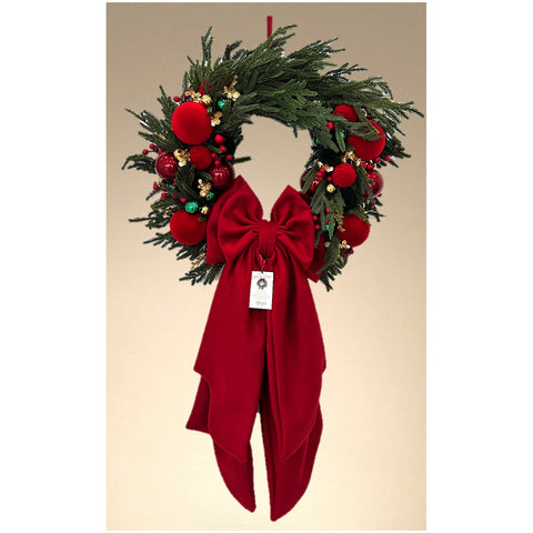 Madame Fioccò Ghirlanda / Fuoriporta di Natale con fiocco rosso D65 cm