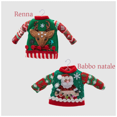 EDG Christmas sweater in fabric and hanger H15 cm 2 variants (1pc)