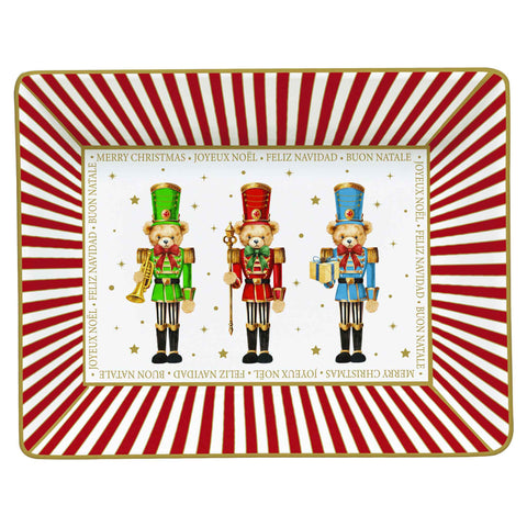 Easy life Svuotatasche di natale in porcellana "Christmas Teddy" 14x11 cm
