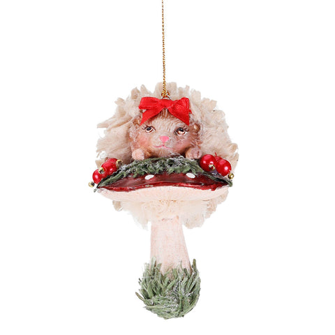 GOODWILL Rabbit or Porcupine in resin on mushroom 12 cm 2 variants (1pc)