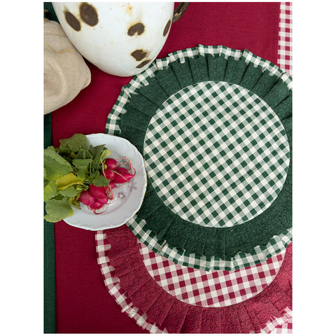 L'Atelier 17 Set 2 sets de table de Noël tartan "Love Forest" D40 cm 2 variantes (2pcs)