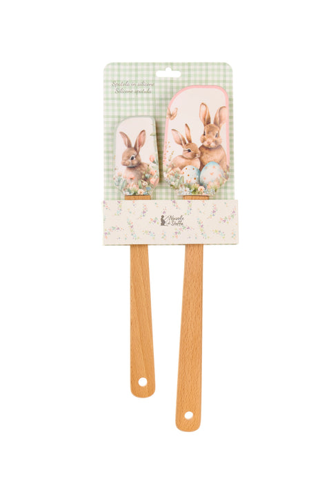 Nuvole di Stoffa Set 2 spatole di pasqua in silicone con coniglio "Rabbit PePen" H24/32 cm