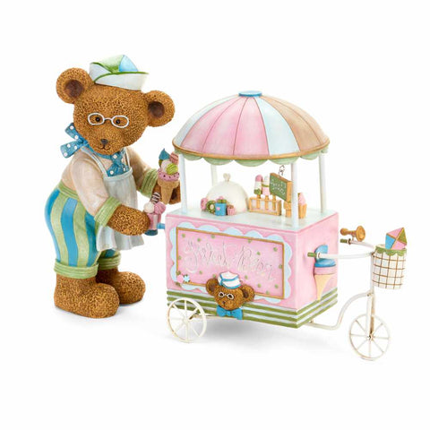 Nuvole di Stoffa Statuina Orso Gelataio in resina "Sweet Bear" 36.5x15x26 cm