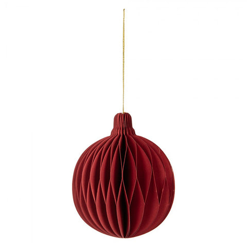 Clayre & Eef Paper Christmas Decoration Christmas ball to hang red D8 H10 cm