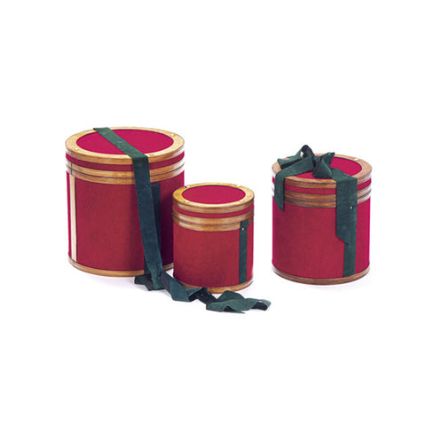 Bruco Set 3 pezzi Cappelliere di natale tonde in legno rosso