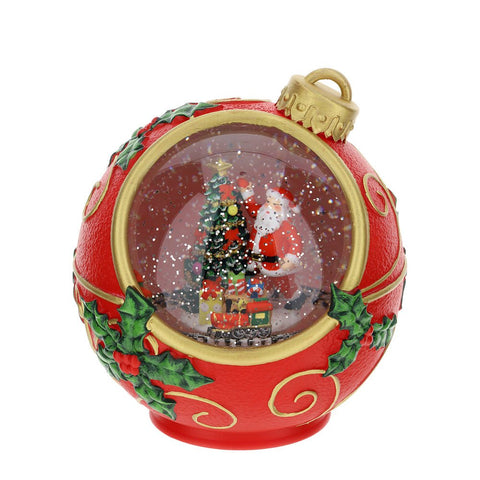 HERVIT Décoration boule de Noël avec sphère d'eau en résine et verre D14 H16 cm