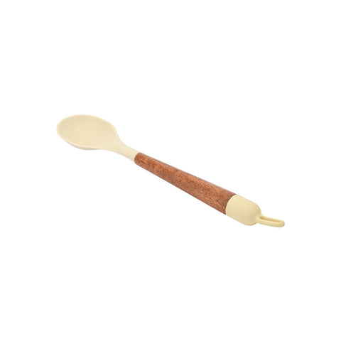 Estia Home Cucchiaio da cucina in silicone crema e legno "Allure" 34x6.5x3 cm