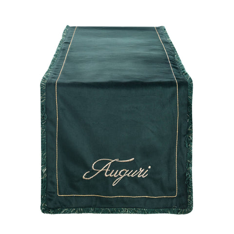 Blanc Mariclò Runner di natale in misto cotone verde "Bollicine Collection" 35x182 cm