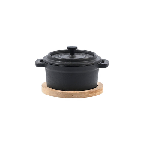 Estia Home Mini casseruola in ghisa, base in bamboo 12.5x11.5xH8 cm