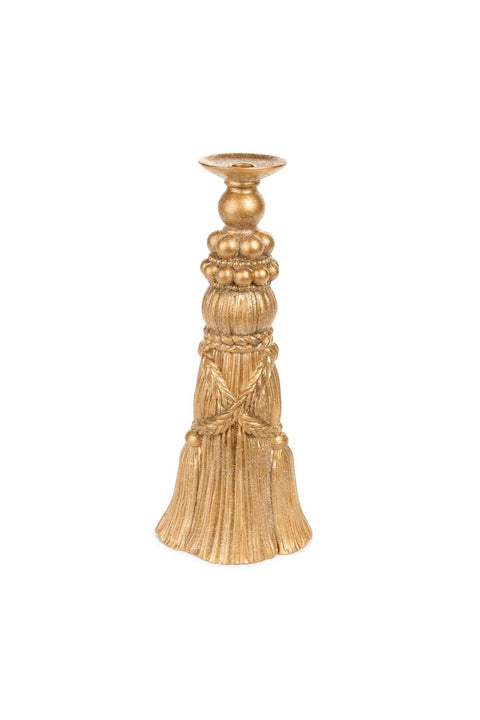 Nuvole di Stoffa Candelabro natalizio portacandela modello nappa in resina oro H40 cm