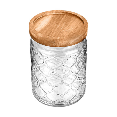 Estia Home Barattolo in vetro con tappo ermetico in legno "Allure" D10xH14 cm