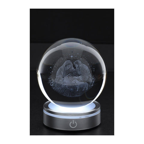 Hervit Sfera natalizia in cristallo Crystal Planet natività disegno in 3D D10 cm